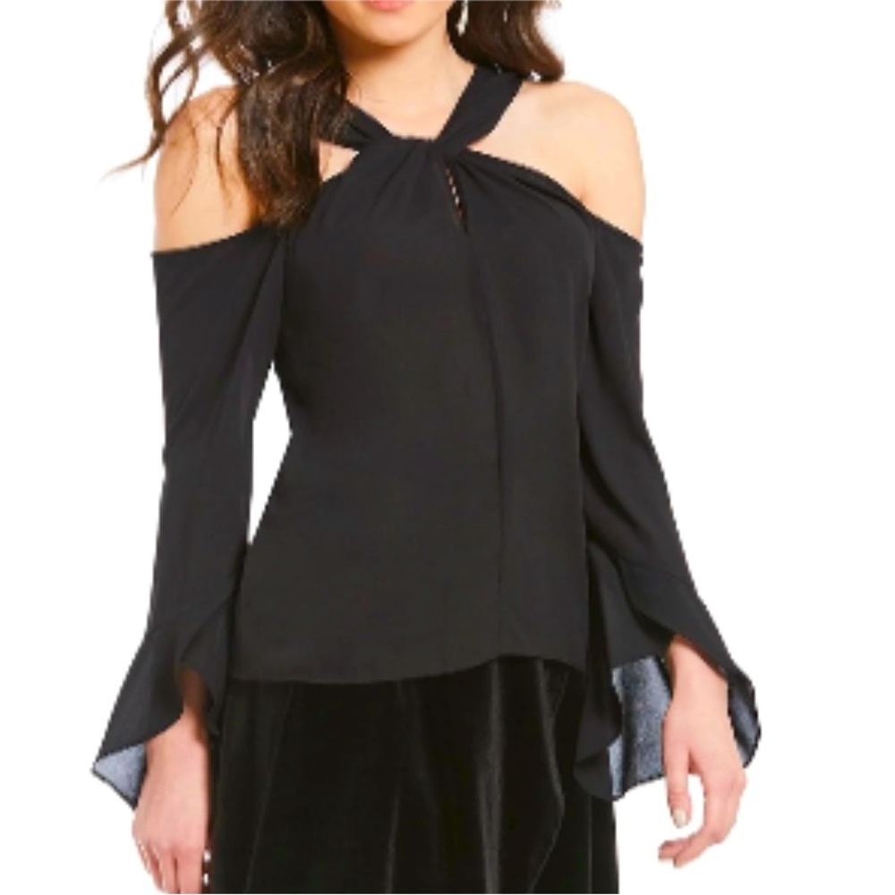 H by Halston Off The Shoulder Blouse Black Size Large